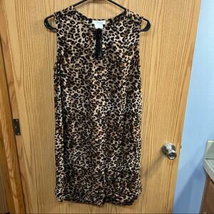 Beach Lunch Lounge Leopard Print Slip Pullover Dress Size Medium
